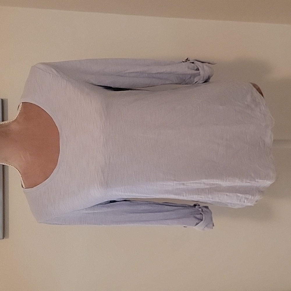 Chico's The Ultimate Tee, Rolled Sleeve with Buckle, Light Blue, Size 0 (S), EUC